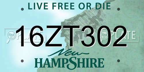 16ZT302 New Hampshire License Plate