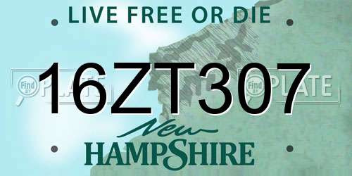 16ZT307 New Hampshire License Plate