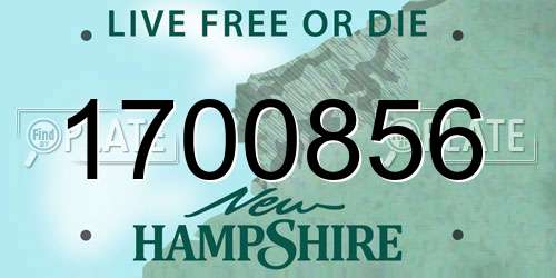 1700856 New Hampshire License Plate