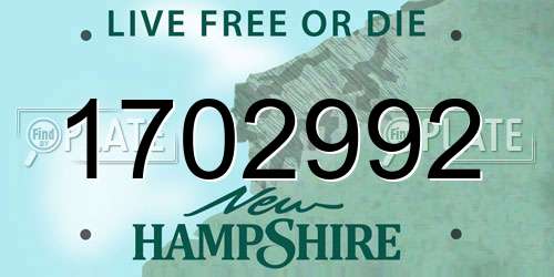 1702992 New Hampshire License Plate