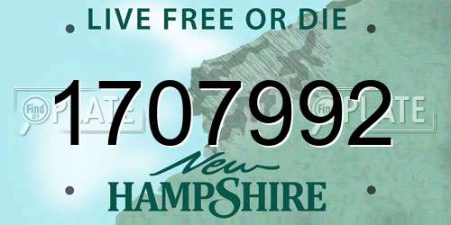 1707992 New Hampshire License Plate