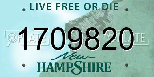 1709820 New Hampshire License Plate