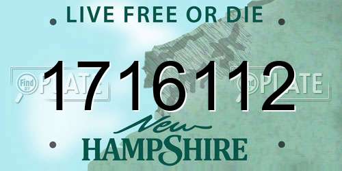 1716112 New Hampshire License Plate