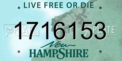1716153 New Hampshire License Plate