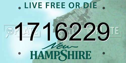 1716229 New Hampshire License Plate