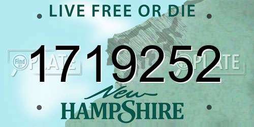 1719252 New Hampshire License Plate