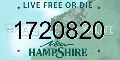 1720820 New Hampshire License Plate