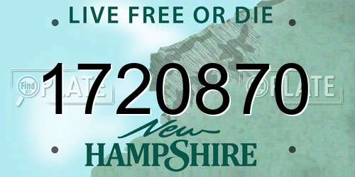 1720870 New Hampshire License Plate