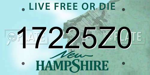 17225Z0 New Hampshire License Plate
