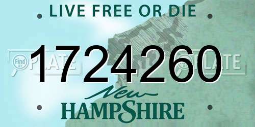 1724260 New Hampshire License Plate
