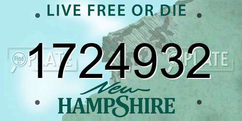 1724932 New Hampshire License Plate
