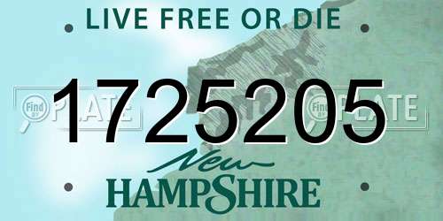 1725205 New Hampshire License Plate