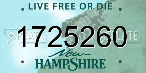 1725260 New Hampshire License Plate