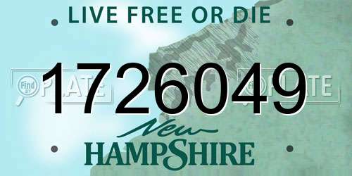 1726049 New Hampshire License Plate