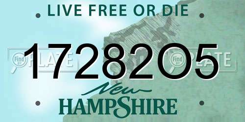 17282O5 New Hampshire License Plate