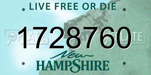 1728760 New Hampshire License Plate