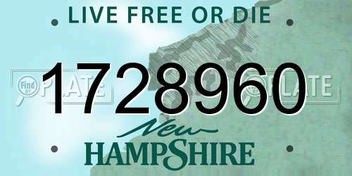 1728960 New Hampshire License Plate