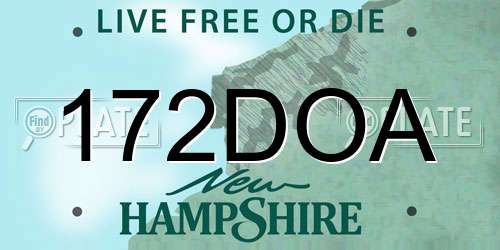 172DOA New Hampshire License Plate