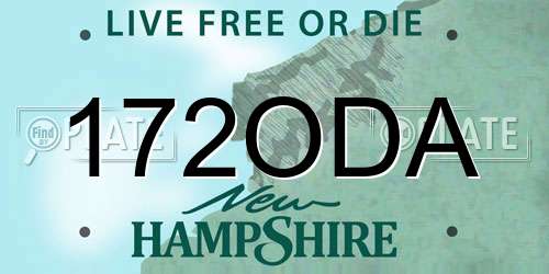172ODA New Hampshire License Plate