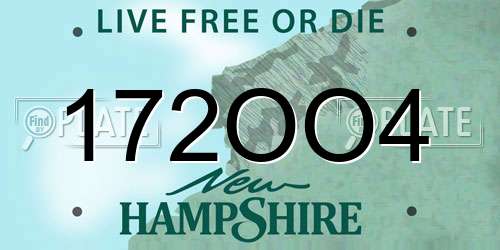 172OO4 New Hampshire License Plate