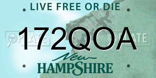 172QOA New Hampshire License Plate