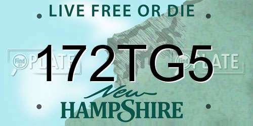 172TG5 New Hampshire License Plate