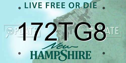 172TG8 New Hampshire License Plate