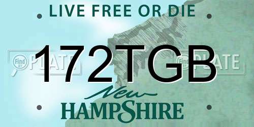 172TGB New Hampshire License Plate