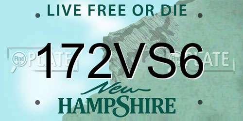 172VS6 New Hampshire License Plate