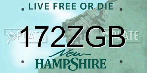 172ZGB New Hampshire License Plate