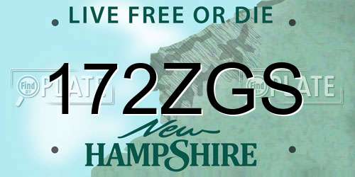 172ZGS New Hampshire License Plate