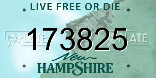 173825 New Hampshire License Plate