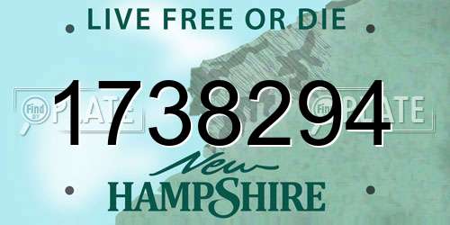 1738294 New Hampshire License Plate