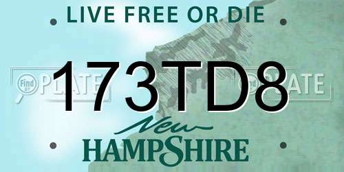 173TD8 New Hampshire License Plate