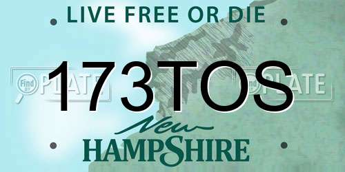173TOS New Hampshire License Plate