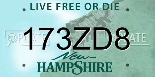 173ZD8 New Hampshire License Plate