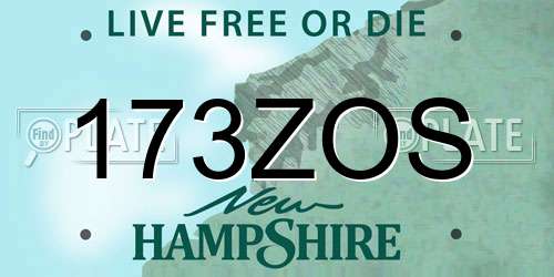 173ZOS New Hampshire License Plate