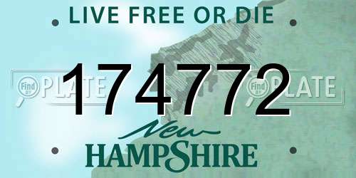 174772 New Hampshire License Plate