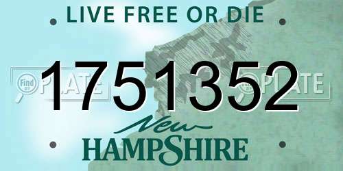 1751352 New Hampshire License Plate
