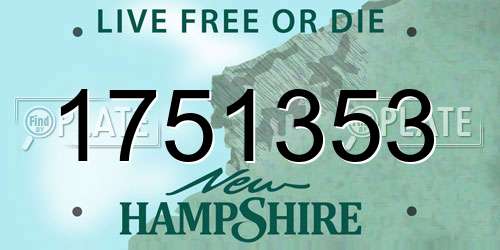 1751353 New Hampshire License Plate