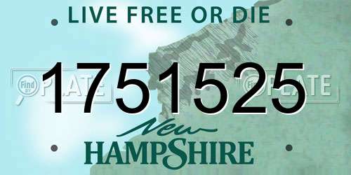 1751525 New Hampshire License Plate