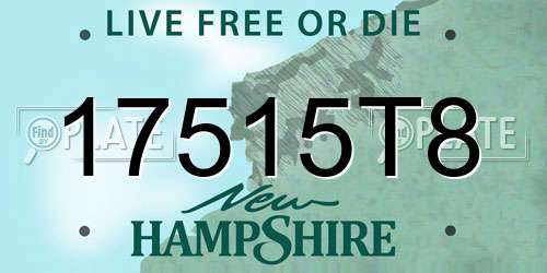 17515T8 New Hampshire License Plate
