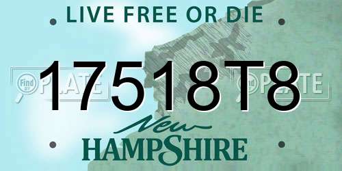 17518T8 New Hampshire License Plate
