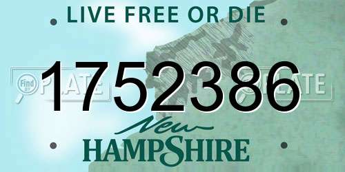 1752386 New Hampshire License Plate