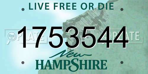 1753544 New Hampshire License Plate