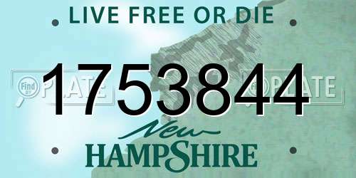 1753844 New Hampshire License Plate