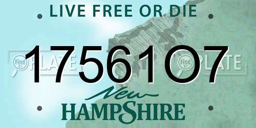 17561O7 New Hampshire License Plate