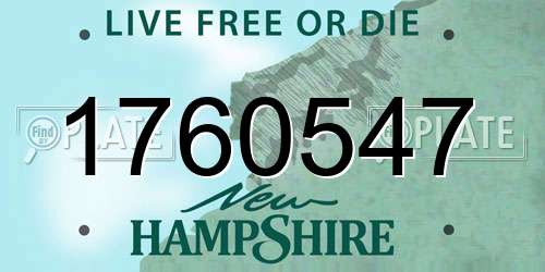 1760547 New Hampshire License Plate