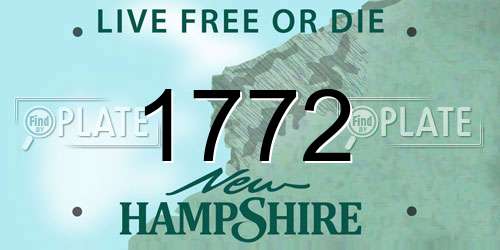 1772 New Hampshire License Plate