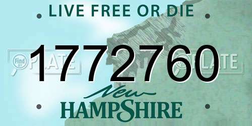 1772760 New Hampshire License Plate